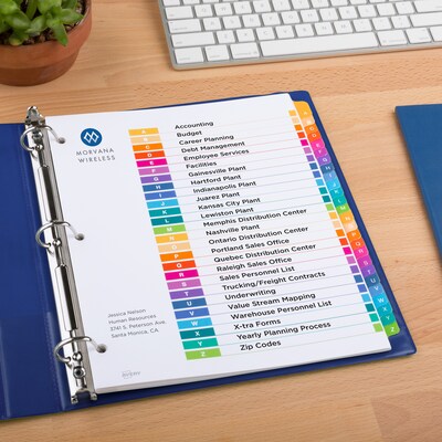 Avery Ready Index Table of Contents Pre-Printed Paper Divider, A-Z Tabs , Multicolor, 6 Sets (11832)