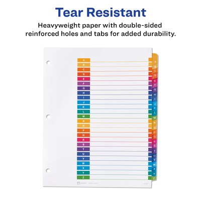 Avery Ready Index Table of Contents Pre-Printed Paper Divider, A-Z Tabs , Multicolor, 6 Sets (11832)
