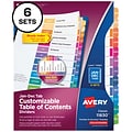 Avery Ready Index Table of Contents Paper Dividers, Jan-Dec Tabs, Multicolor, 6 Sets/Pack (11830)