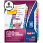 Avery Ready Index Table of Contents Paper Dividers, Jan-Dec Tabs, Multicolor, 6 Sets/Pack (11830)