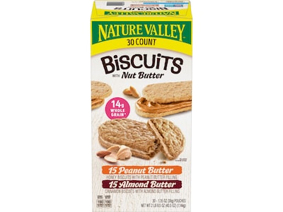 Nature Valley Honey Peanut Butter/Cinnamon Almond Butter Nut Bars Variety Pack, 40.5 oz., 30 Bars/Bo