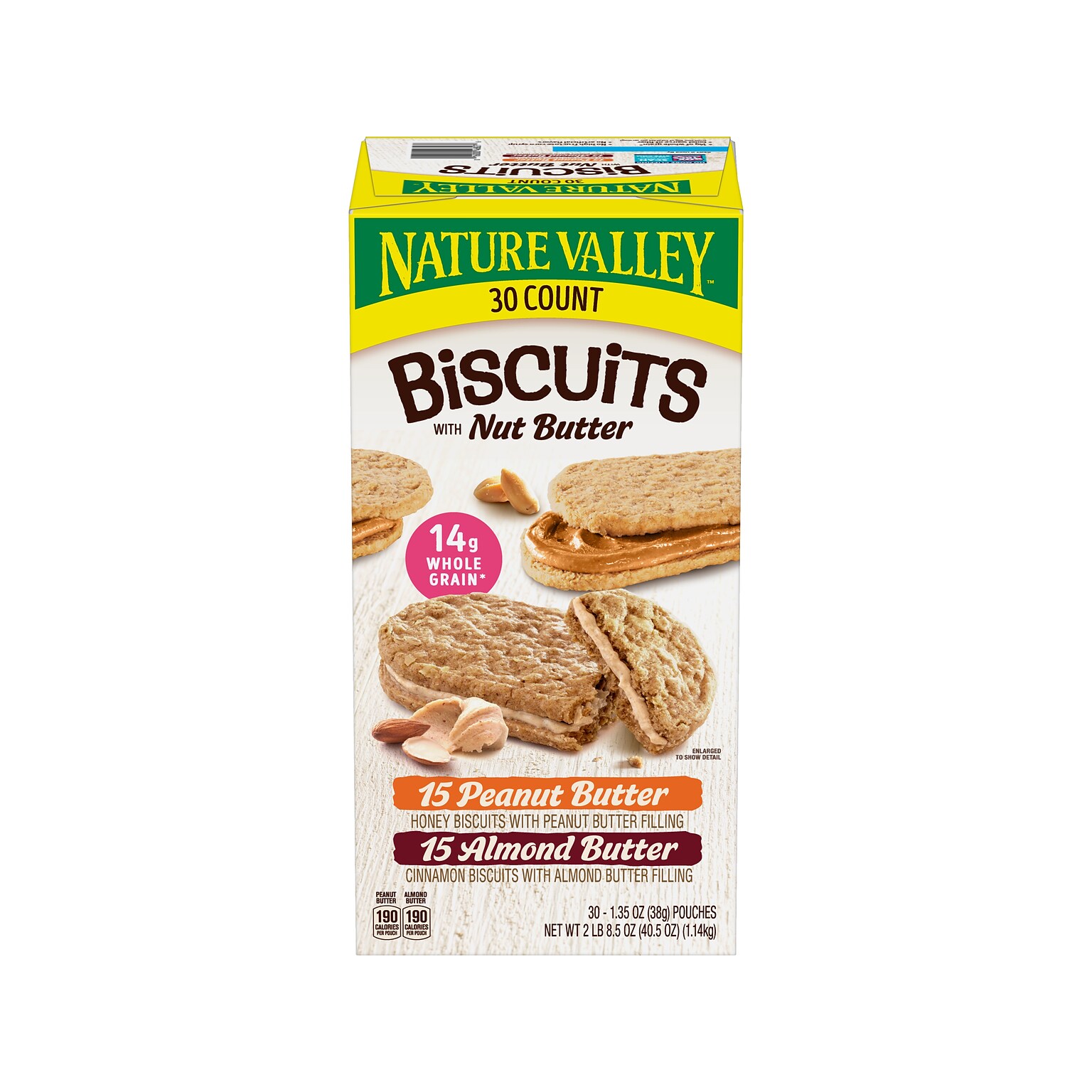 Nature Valley Honey Peanut Butter/Cinnamon Almond Butter Nut Bars Variety Pack, 40.5 oz., 30 Bars/Box (220-01046)