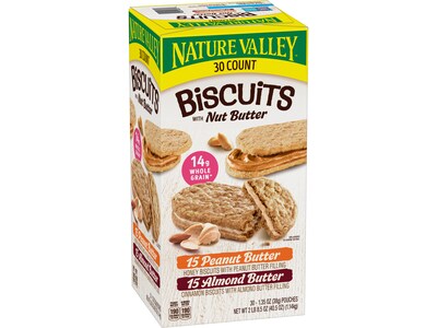 Nature Valley Honey Peanut Butter/Cinnamon Almond Butter Nut Bars Variety Pack, 40.5 oz., 30 Bars/Bo
