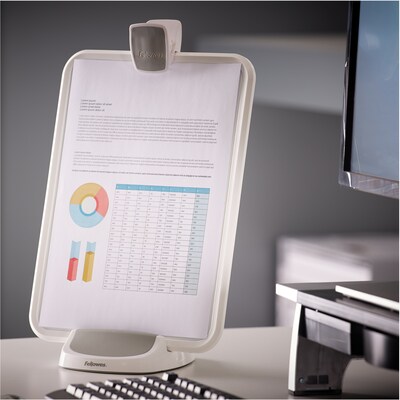 Fellowes I-Spire Series Plastic Document Stand with Clip, White/Gray (9311501)