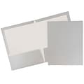 JAM Paper 2-Pocket Presentation Folders, Silver Glossy, 100/Box (385GSI)