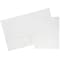 JAM Paper® Laminated Glossy 2 Pocket Presentation Folders, White, 100/Box (385GWH)