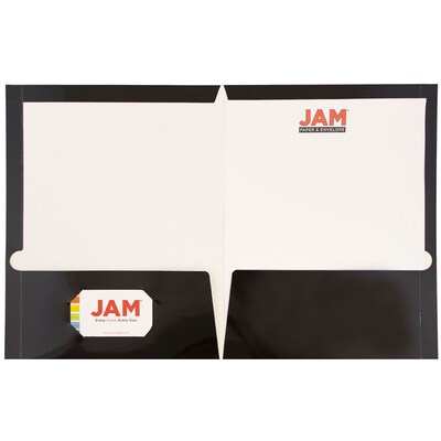 JAM Paper 2-Pocket Presentation Folders, Black Glossy, 100/Box (385GBL)