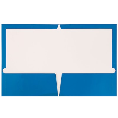 JAM Paper® Laminated Glossy 2 Pocket Presentation Folders, Blue, 100/Box (385GBU)