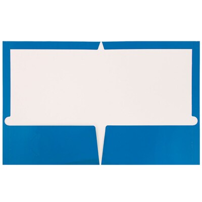 JAM Paper® Laminated Glossy 2 Pocket Presentation Folders, Blue, 100/Box (385GBU)