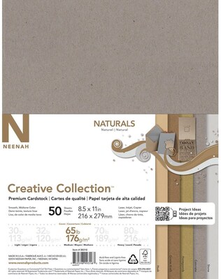 Neenah Naturals Cardstock 8.5X11 50/Pkg-5 Colors/10 Each