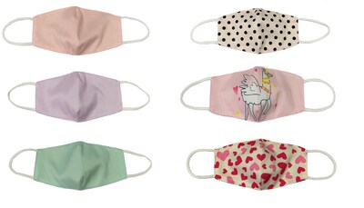 ORLY Reusable Cloth Face Masks for Kids, Elastic Strap, Pastel Colors, Assorted Designs, 24/Pack (HB