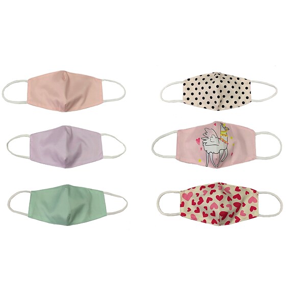 ORLY Reusable Cloth Face Masks for Kids, Elastic Strap, Pastel Colors, Assorted Designs, 24/Pack (HB-0027-S-MS)