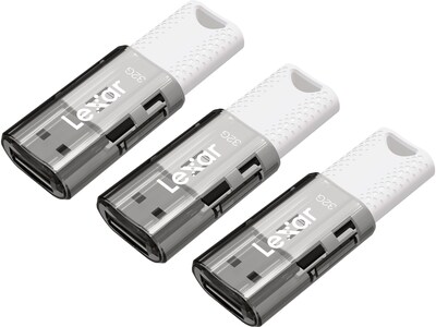 Lexar JumpDrive S60 32GB USB 2.0 Type A Flash Drive, Grey/White, 3/Pack (LJDS60-32GB3NNU)