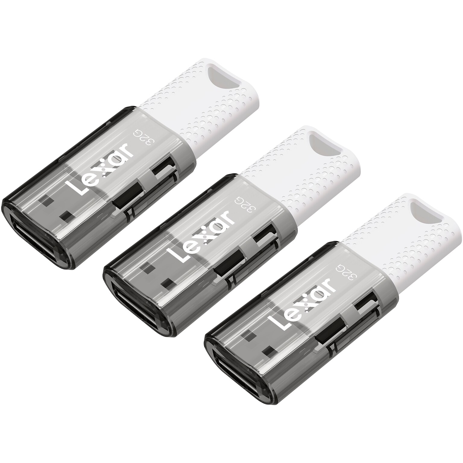 Lexar JumpDrive S60 32GB USB 2.0 Type A Flash Drive, Grey/White, 3/Pack (LJDS60-32GB3NNU)