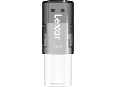 Lexar JumpDrive S60 64GB USB 2.0 Type A Flash Drive, Grey/White, 3/Pack (LJDS60-64GB3NNU)