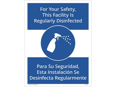 ComplyRight Poster, For Your Safety, This Facility is Regularly Disinfected, 8.5 x 11, Blue/White (N0207PK1)