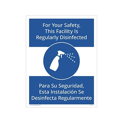 ComplyRight Poster, For Your Safety, This Facility is Regularly Disinfected, 8.5 x 11, Blue/White (N0207PK1)