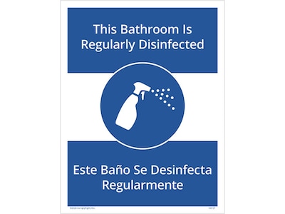 ComplyRight Poster, This Bathroom is Regularly Disinfected, 8.5 x 11, Blue/White (N0206PK1)