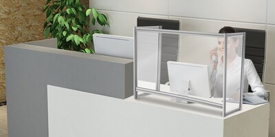 Separation Screen Freestanding Enclosed Sneeze Guard, 34"H x 48"W, Clear Acrylic (SC041507)