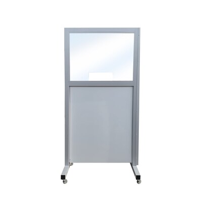 Separation Screen Mobile Partition, 72H x 36W, Clear/Silver, Acrylic/Aluminum (SC041509)