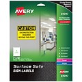 Avery Surface Safe Laser/Inkjet Sign Labels, 10 x 7, White, 1/Sheet, 15 Sheets/Pack (61515)