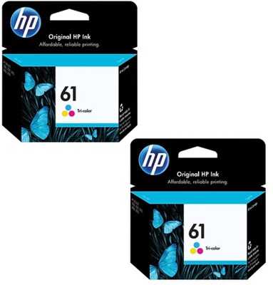 HP 61 Tri-color Original Ink Cartridges, 2 pack (CZ074FN)