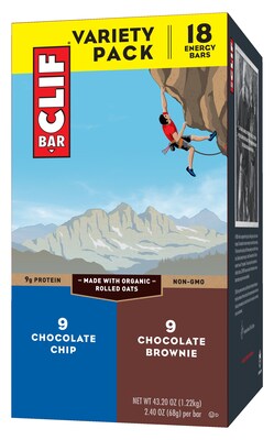 Clif Bar Chocolate Chip and Chocolate Brownie Bar, Variety Pack, 43.2 oz, 18/Box (CCC31576)