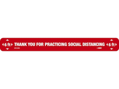 National Marker Walk-On™ Floor Decal, Thank You for Practicing Social Distancing, 2.25 x 20, Red/White (WFS78RD)