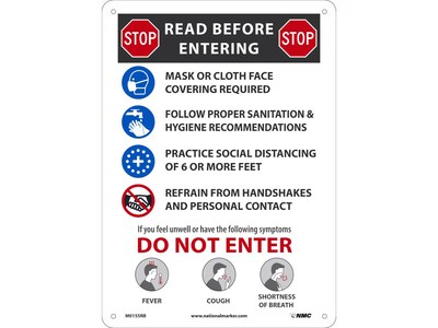 National Marker Wall Sign, Read Before Entering, Plastic, 14 x 10, Multicolor (M0155RB)