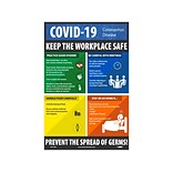 National Marker Vinyl Poster, COVID-19 Keep the Workplace Safe, 18 x 12, Multicolor (PST149C)