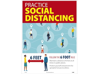 National Marker Poster, Practice Social Distancing, 24 x 18, Multicolor (PST147)
