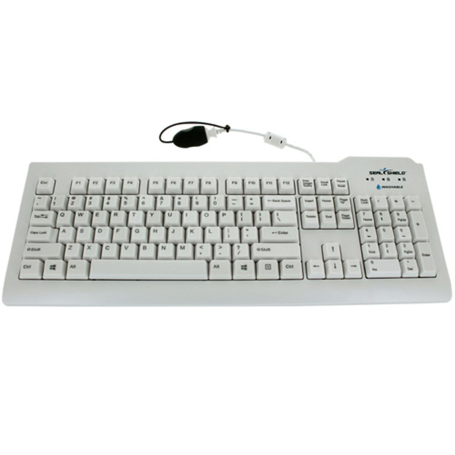 Seal Shield Silver Seal Glow Wired USB Waterproof Keyboard, White (SSWKSV207G)