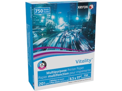 Xerox Vitality 8.5" x 11" Multipurpose Paper, 20 lbs., 92 Brightness, 750 Sheets/Ream (3R20195)