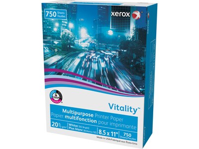 Xerox Vitality 8.5" x 11" Multipurpose Paper, 20 lbs., 92 Brightness, 750 Sheets/Ream (3R20195)