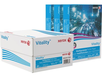 Xerox Vitality 8.5" x 11" Multipurpose Paper, 20 lbs., 92 Brightness, 500 Sheets/Ream, 3 Reams/Carton (3R020473RM)