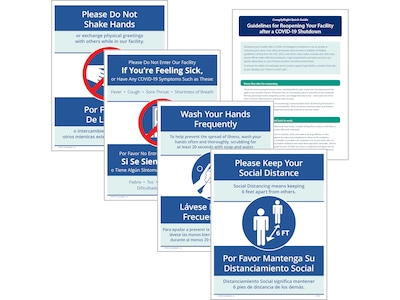 ComplyRight Social Distancing and Hygiene Poster Set, 8.5 x 11, Blue/White (N0207PK1)