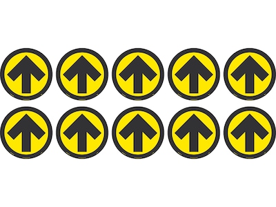 National Marker TexWalk® Floor Decal, Arrow, 8 x 8, Yellow/Black, 10 (WFS84TXYL10)
