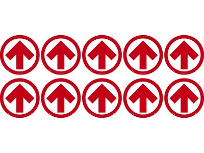 National Marker Temp-Step™ Floor Decal, Arrow, 8 x 8, Red/White, 10 (WFS84ARD10)