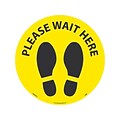 National Marker Walk-On™ Floor Decal, Please Wait Here, 8, Yellow/Black (WFS83YL)