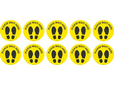 National Marker Walk-On™ Floor Decal, Please Wait Here, 8, Yellow/Black, 10 (WFS83YL10)