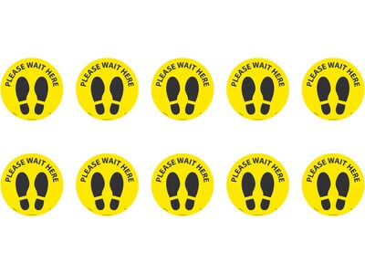 National Marker TexWalk® Floor Decal, Please Wait Here, 8, Yellow/Black, 10 (WFS83TXYL10)