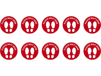 National Marker TexWalk® Floor Decal, Please Wait Here, 8, Red/White, 10 (WFS83TXRD10)