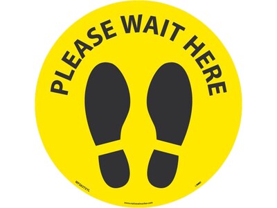 National Marker TexWalk® Floor Decal, Please Wait Here, 8, Yellow/Black (WFS83TXYL)