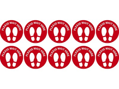 National Marker Temp-Step™ Floor Decal, Please Wait Here, 8, Red/White, 10 (WFS83ARD10)