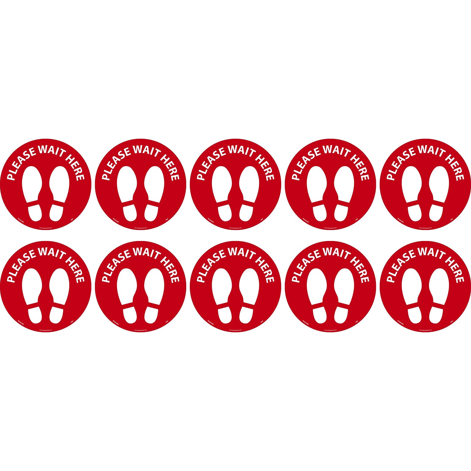 National Marker Temp-Step™ Floor Decal, Please Wait Here, 8, Red/White, 10 (WFS83ARD10)
