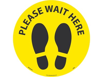 National Marker Temp-Step™ Floor Decal, Please Wait Here, 8, Yellow/Black (WFS83AYL)