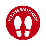 National Marker TexWalk® Floor Decal, Please Wait Here, 8, Red/White (WFS83TXRD)