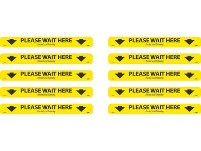 National Marker Temp-Step™ Floor Decal, Please Wait Here, 2.25 x 20, Yellow/Black, 10 (WFS81A10)