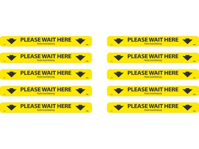National Marker Walk-On™ Floor Decal, Please Wait Here, 2.25 x 20, Yellow/Black, 10 (WFS8110)