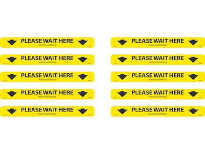 National Marker TexWalk® Floor Decal, Please Wait Here, 2.25 x 20, Yellow/Black, 10 (WFS81TX10)